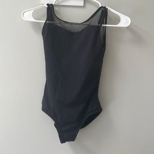 Natalie Dancewear Child L Mesh V-Back Tank Leotard Black